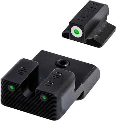 Truglo Tritium Pro Night Sights Low Set Green With White Outline Front/Green Rear Nitride Fort