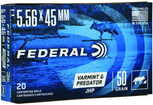 Federal Varmint & Predator 5.56 Nato 50 Gr Jacketed Hollow Point (jhp) Ammo 20 Round Box