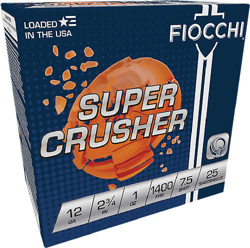 Fiocchi 12 Ga 2.75" 1 Oz Case Lot 250 Rounds 1300Fps #7.5 Crusher