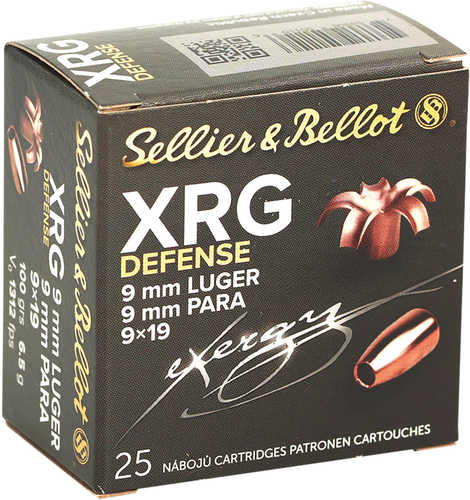 sellier & Bellot eXergy 9mm Luger 100 Gr Solid Copper Hollow Point (SCHP) Ammo 25 Round Box