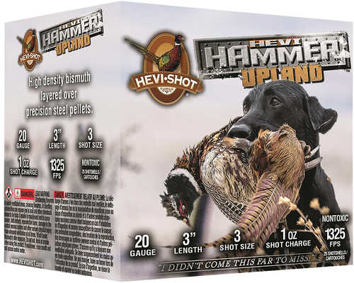 HEVI-Shot Hs29213 HEVI-Hammer Upland 20 Gauge 3" 1 Oz 1325 Fps Steel, Bismuth 3 Shot 25 Bx/10 Cs