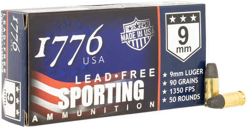 1776 USA 1776009090 Lead Free Sporting 9mm Luger 90 Grain Ball 50 Per Box