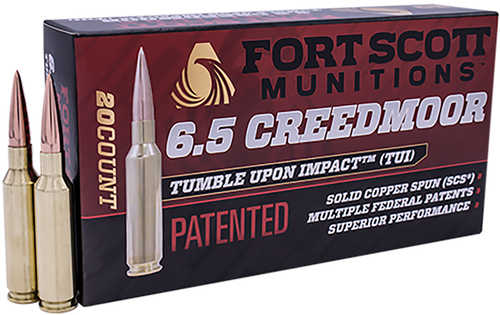 Fort Scott Munitions 65Cm123SCV11 Tumble Upon Impact (TUI) 6.5 Creedmoor 123 Grain Solid Copper Spun (SCS) 20 Per Box