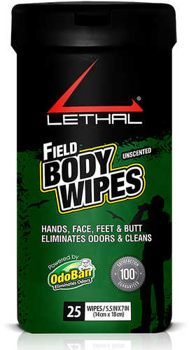 Lethal Field Body Wipes Odor Eliminator 25 Per Pkg