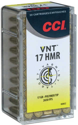 CCI Varmint VNT 17 HMR Gr <span style="font-weight:bolder; ">Tipped</span> Ammo 125 Round Box