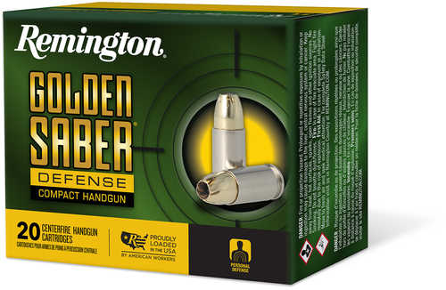 Remington Ammunition Golden Saber Defense Compact 9mm Luger 124 grains Brass Jacket Hollow Point (BJHP) 20 Boxes/25 Case