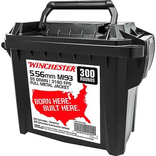 Winchester 5.56 NATO 55 Grain M193 Full Metal Jacket Ammo 300 Round Can