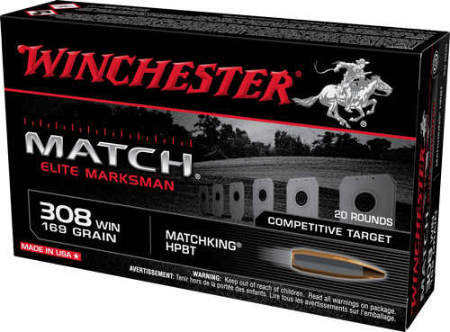 Winchester Match Elite 308 Win 169 Gr HPBT Ammo 20 Round Box