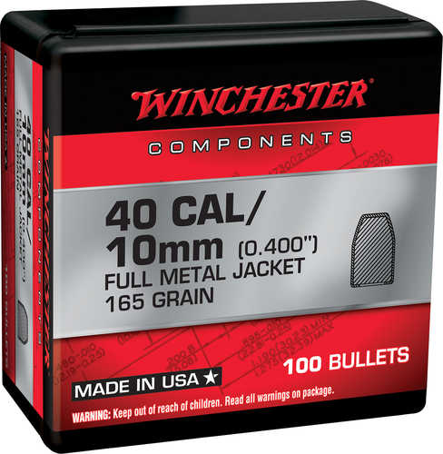 Winchester Handgun Reloading 40 S&W .400 165 gr Full Metal Jacket Truncated-Cone (TCFMJ) Bullets 100 Per Box