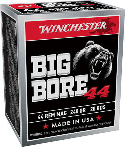 Winchester Big Bore Ammunition 44 Remington Magnum 240 Grain Semi-Jacket Hollow Point Box of 20