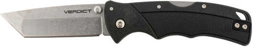 Cold Steel CSFLC3TSSZ Verdict 3" Folding Tanto Plain Stonewashed 4116 SS Blade/Black GFN Handle Includes Belt Clip