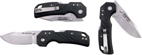 Cold Steel CSFL25DPLC Engage 2.50" Folding Clip Point Plain Stonewashed 4116 SS Blade/Black GFN Handle Includes Belt Cli