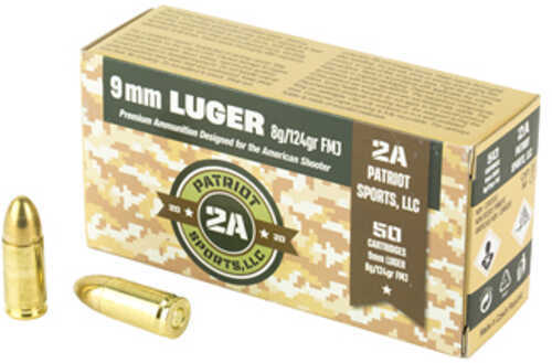 STV Technology Patriot Sport's Ammo <span style="font-weight:bolder; ">9MM</span> 124 Grain Full Metal Jacket 50 Rounds P9MM124F