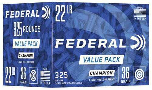 Federal 749 Champion Training 22 LR 36 Gr Lead Hollow Point (LHP) 325 Per Box/ 10 Cs