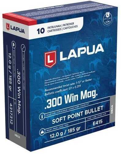 Lapua Rifle Ammuntion .300 Win Mag 185Gr Mega SP 2723 Fps 10/ct