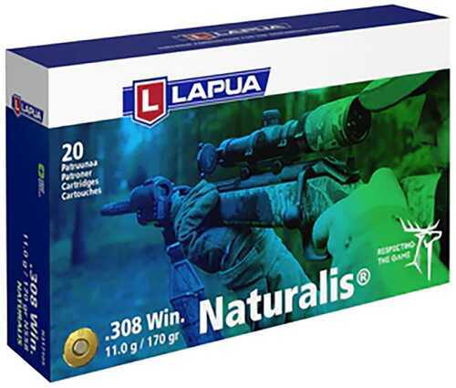 Click to see larger image. Lapua Naturalis Solid Rifle Ammo 308 Winchester 170Gr 2625Fps 20/ct