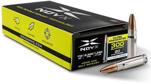NovX Close Encounter Rifle Ammunition .300 Blackout 110Gr Lead Free HP 2300 Fps 20/ct