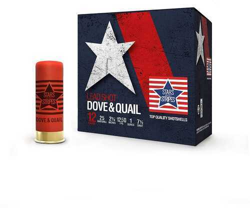 PPU Stars & Stripes Dove Quail Shotshells 12Ga 2-3/4 Oz 1250 Fps #7.5 25/ct