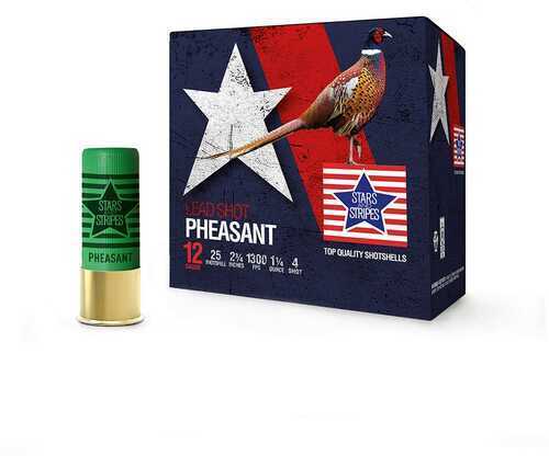 PPU Stars & Stripes Pheasant Load Shotshells 12Ga 2-3/4 1-1/4Oz 1300 Fps #4 25/ct