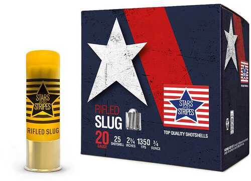 PPU Stars & Stripes Rifled Slug Shotshells 20Ga 2-3/4 3/4 ozoz 1350 Fps 25/ct
