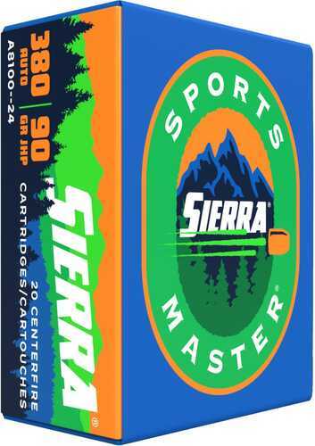 <span style="font-weight:bolder; ">Sierra</span> Sports Master Handgun Ammunition .380 Auto 90 Gr JHP 990 Fps 20/ct