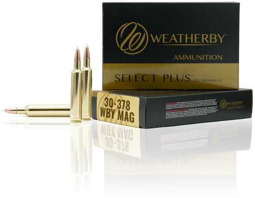 Weatherby Select Plus Rifle Ammunition 30<span style="font-weight:bolder; ">-378</span> <span style="font-weight:bolder; ">Wby</span> <span style="font-weight:bolder; ">Mag</span> 180 Gr Scirocco 3500 Fps 20/ct