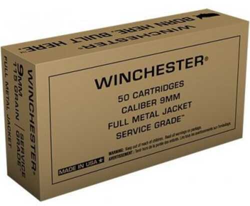 <span style="font-weight:bolder; ">Winchester</span> Service Grade Handgun Ammunition 9mm Luger 115 Gr FMJ 500/ct