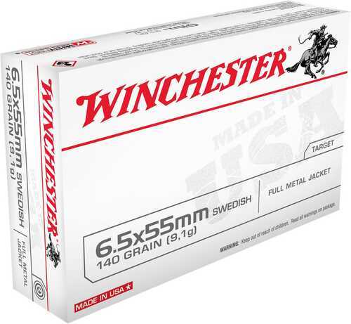 Winchester USA Handgun Ammunition 6.5x55mm Swedish 140Gr FMJ 2550 Fps 20/ct