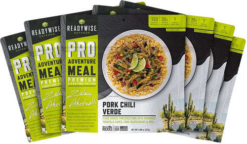 Click to see larger image. Wise Foods RW05191 Outdoor Food Kit Pork Chile Verde 6 Pack
