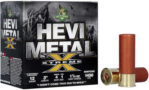 HEVI-Shot Metal Xtreme Waterfowl 12 Gauge 3" 1 1/4 Oz Steel Tungsten 4 & 1 Shot 25 Per Box