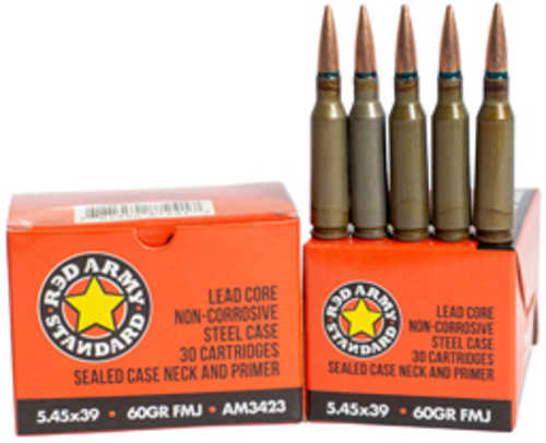 Century Arms Steel Case 5.45X39 60 Grain Full Metal Jacket Lead Core Steel Case 30 Round Box AM3423