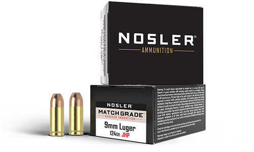 Nosler Ammo 9MM 124Gr JHP Match Grade 20 Rounds