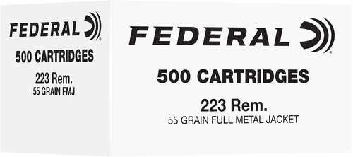 Federal FC223F500 223Rem 55gr Full Metal Jacket 500 Per Box/2 Case