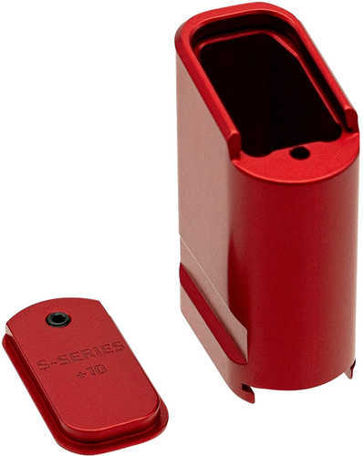 Shield Arms SAS15Me10Red Magazine Extension Extended 10Rd Compatible W/ Shield Arms S15 Magazine Red Anodized Aluminum