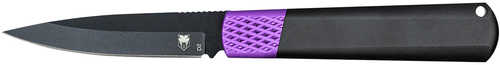 CobraTec Knives CTWOLVERINEBLK Gideon 3" Folding Plain Black Stonewashed D2 Steel Blade, 4.25" Black/Purple Aluminum Han