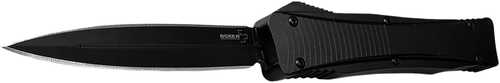 Boker 06Ex244 3.39" Double Edge Dagger Plain Black D2 Steel Blade Aluminum Handle