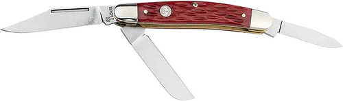 Boker 110855 Stockman Traditional Medium Clip Point/Sheepsfoot/Spey Plain D2 Steel Blade Red Jigged Bone Handle