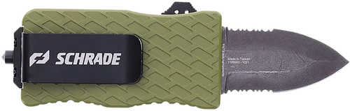Schrade 1159306 Uproar Tactical Mini 1.90" Serrated Dagger Satin D2 Steel Blade OD Green Aluminum Handle