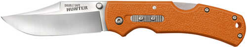 Cold Steel Cs23JBZ Double Safe Hunter 3.50" Folding Clip Point Plain Satin 8Cr13MoV SS Blade, 4.88" Blaze Orange Texture