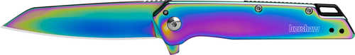 Kershaw 1365RBW Misdirect 3" Folding Reverse Tanto Plain Polished Rainbow PVD 4Cr14 Blade, Polished Rainbow PVD Stainles