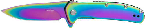 Kershaw 2044RBW Outcome 2.80" Folding Drop Point Plain Polished Rainbow PVD 8Cr13MoV SS Blade, Polished Rainbow PVD Stai