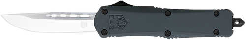 CobraTec Knives MGYFS3DNS FS-3 Medium 3" OTF Drop Point Plain D2 Steel Blade, 4.50" Gray Aluminum Alloy Handle