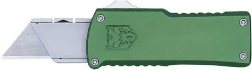 CobraTec Knives CTOTFUTODG Utility OTF Plain Aluminum Blade, 3.38" OD Green Aluminum Handle