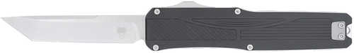 CobraTec Knives CTLGDBLKTNS Legend EDC 3.13" OTF Plain Stonewashed Vg-10 SS Blade, 4.75" Black Textured Aluminum Handle