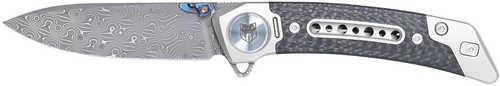 CobraTec Knives CTEMPDAMDNS Emperor 3" Folding Drop Point Plain Damascus Vg-10 SS Blade, 4.25" Carbon Fiber/SS Titanium