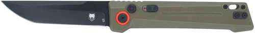 CobraTec Knives CTIFRODG Inferno 3.50" OTF Tanto Plain Black TiCN D2 Steel Blade, 4.75" OD Green Textured Handle