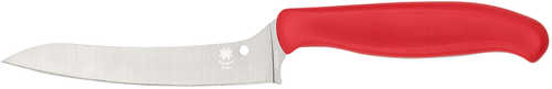 Spyderco K14PRD Z-Cut Pointed 4.40" Fixed Plain Stonewashed CTS BD1N SS Blade, Red Textured Polypropylene Handle