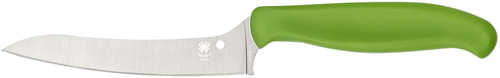 Spyderco K14PGN Z-Cut Pointed 4.40" Fixed Plain Stonewashed CTS BD1N SS Blade, Green Textured Polypropylene Handle