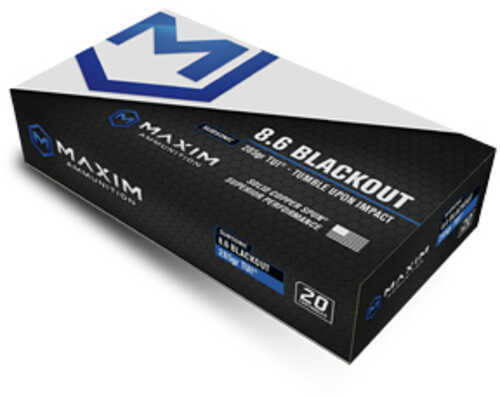 Maxim Defense Industries SBA Short Barrel Ammunition 8.6 Blackout 235 Grain Match Grade Solid Copper TUI (Tumble Upon Im