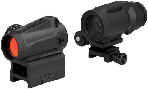 Sig Sauer Electro-Optics SORJMSR501 Romeo-MSR Gen II And Juliet5 Combo Kit Black 1X/5X 20 mm/42 mm 2 MOA Red Dot And Mag